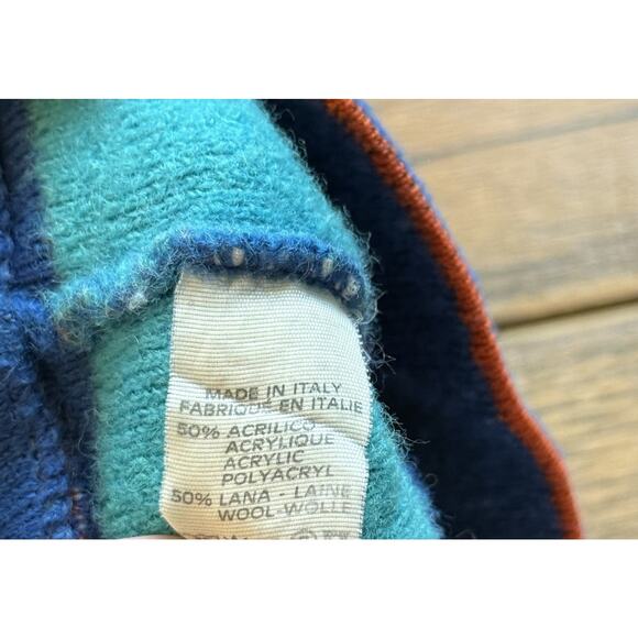 Vintage Silvy Made in Italy Wool Blend Knit Beanie Hat Nordic Pattern Drawstring - Picture 6 of 6